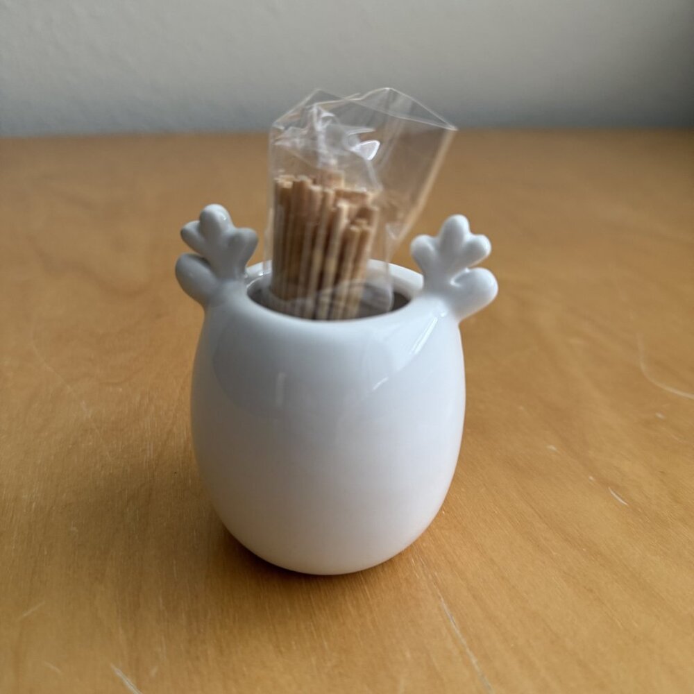Mud Pie Take Your Pick Reindeer Toothpick Holder Rudolph Holiday Red NWOT - Picture 3 of 4